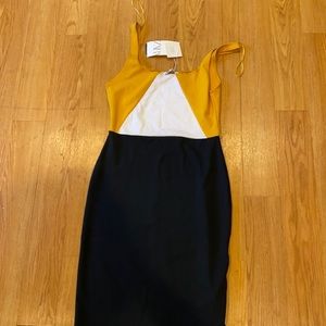 Black and yellow colorblock dress
